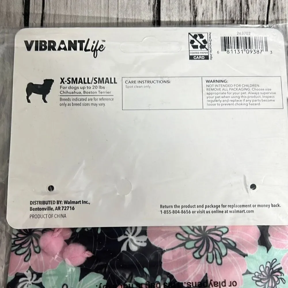 Vibrant Life Pom Edge Floral Black Tuxedo Style Gray Dog Bandana XS Lot of 2 NWT